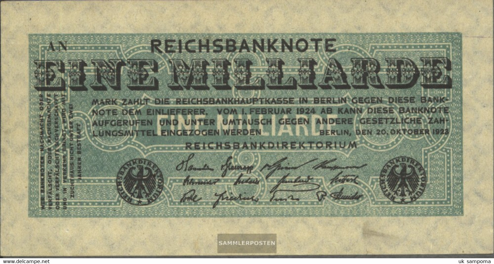 German Empire Rosenbg: 119a, Watermark Cabbage With Firmenzeichen Used (III) 1923 1 Billion Mark - 1 Milliarde Mark