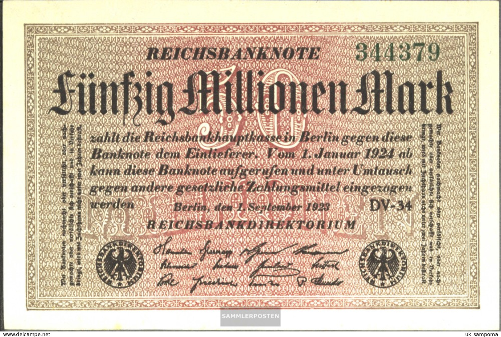 German Empire Rosenbg: 108l, Watermark Grid With 8 Used (III) 1923 50 Million Mark - 50 Mio. Mark