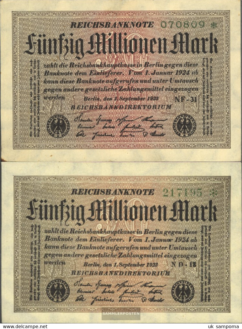 German Empire Rosenbg: 108e, Watermark Hakensterne 6stellige Kontrollnummer Used (III) 1923 50 Million Mark - 50 Millionen Mark