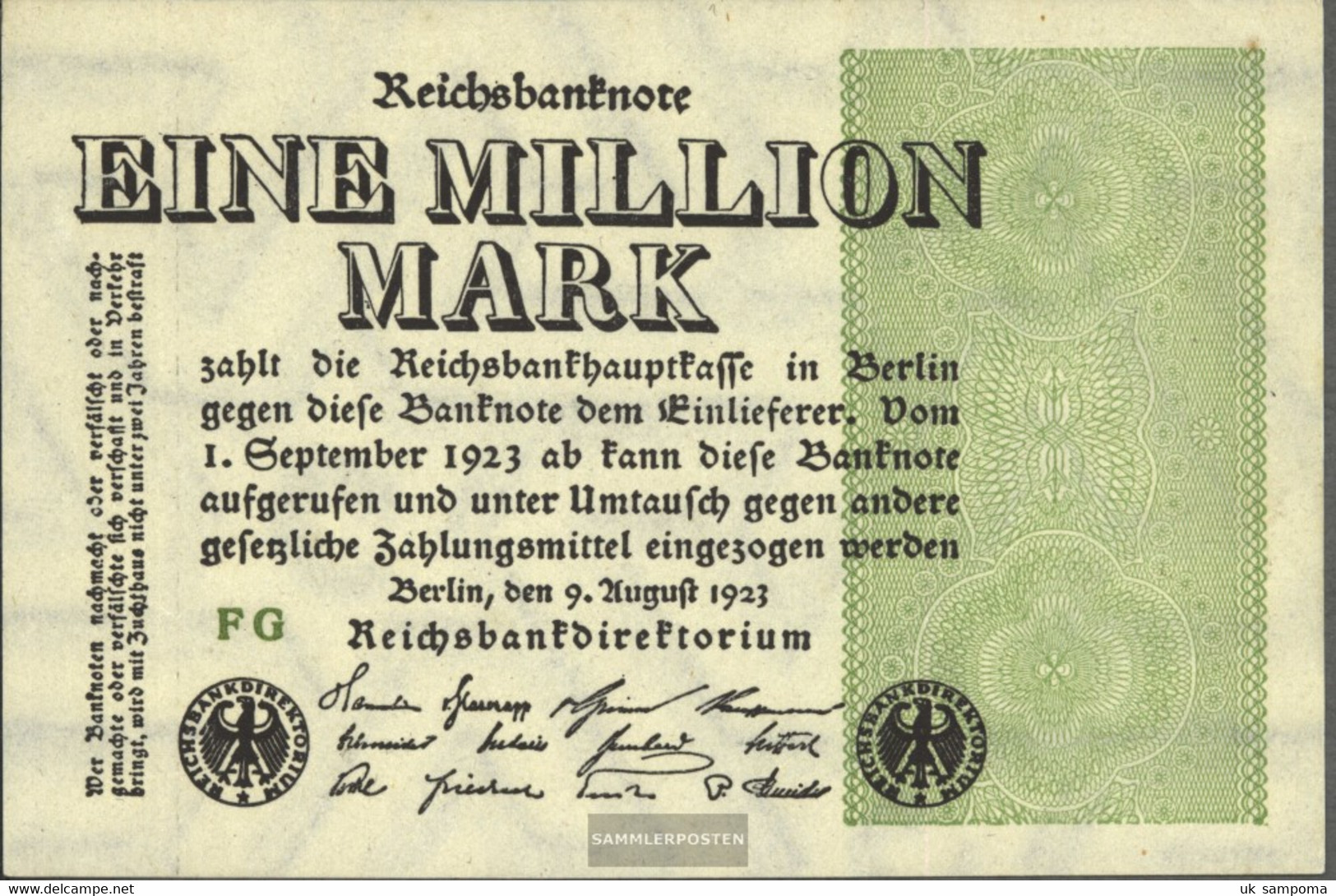 German Empire Rosenbg: 101a, Watermark Hakensterne Used (III) 1923 1 Million Mark - 1 Mio. Mark