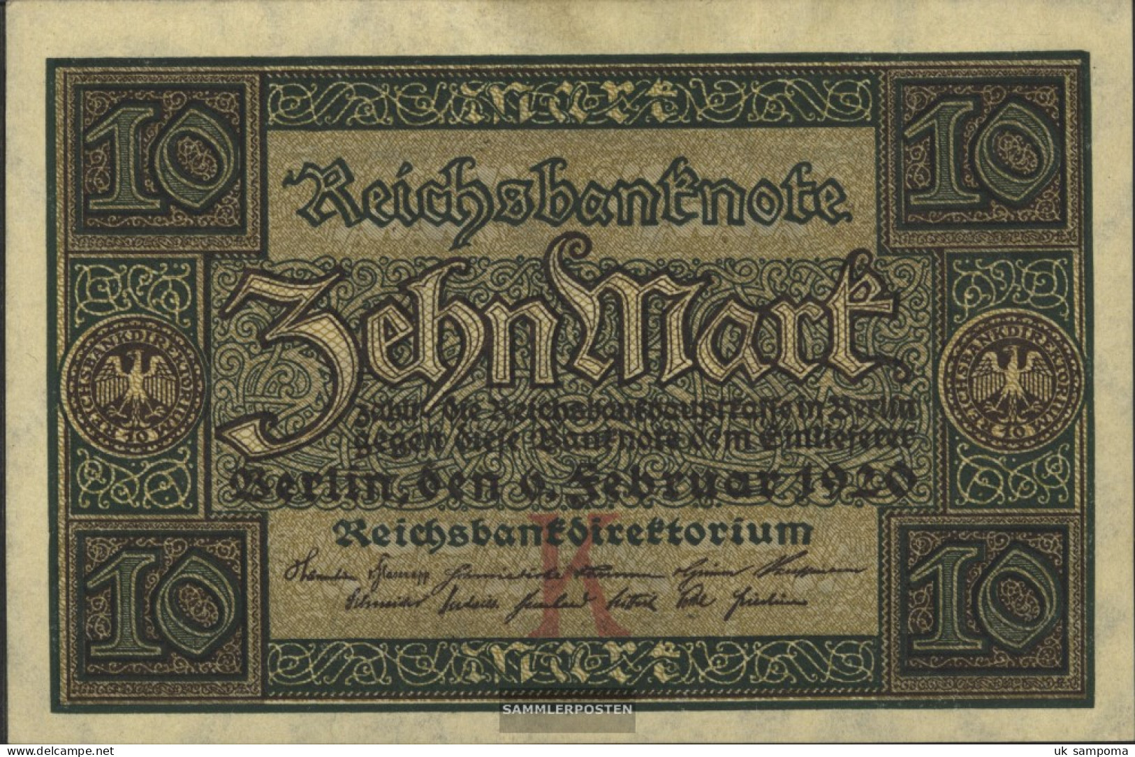 German Empire Rosenbg: 63b, 8stellige Kontrollnummer Used (III) 1920 10 Mark - 10 Mark