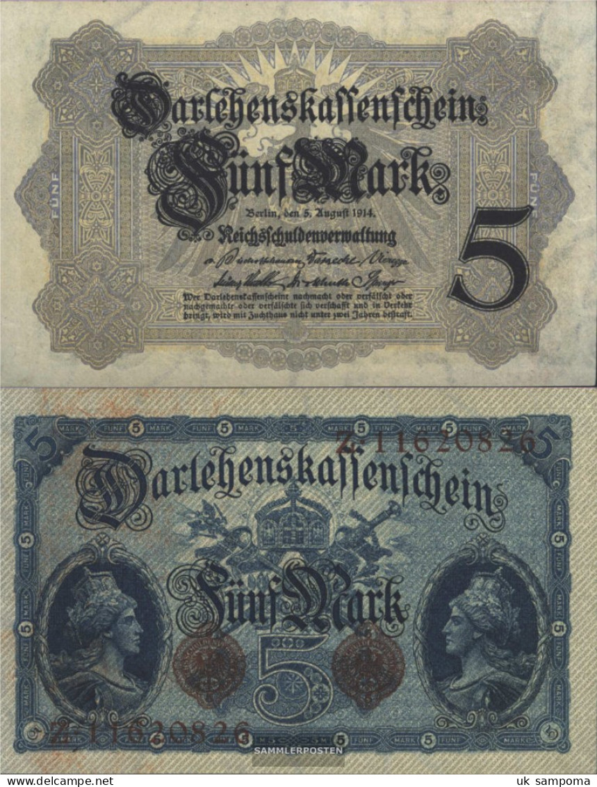 German Empire Rosenbg: 48c, 8stellige Kontrollnummer Used (III) 1914 5 Mark - 5 Mark