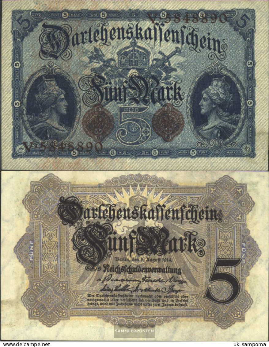 German Empire Rosenbg: 48b, 7stellige Kontrollnummer Used (III) 1914 5 Mark - 5 Mark