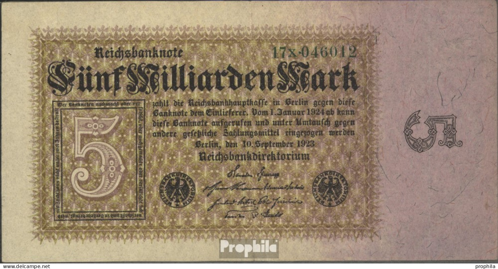 Deutsches Reich Rosenbg: 112b, Privatfirmendruck Wasserzeichen Eichenlaub Gebraucht (III) 1923 5 Milliarden Mark - 5 Mrd. Mark