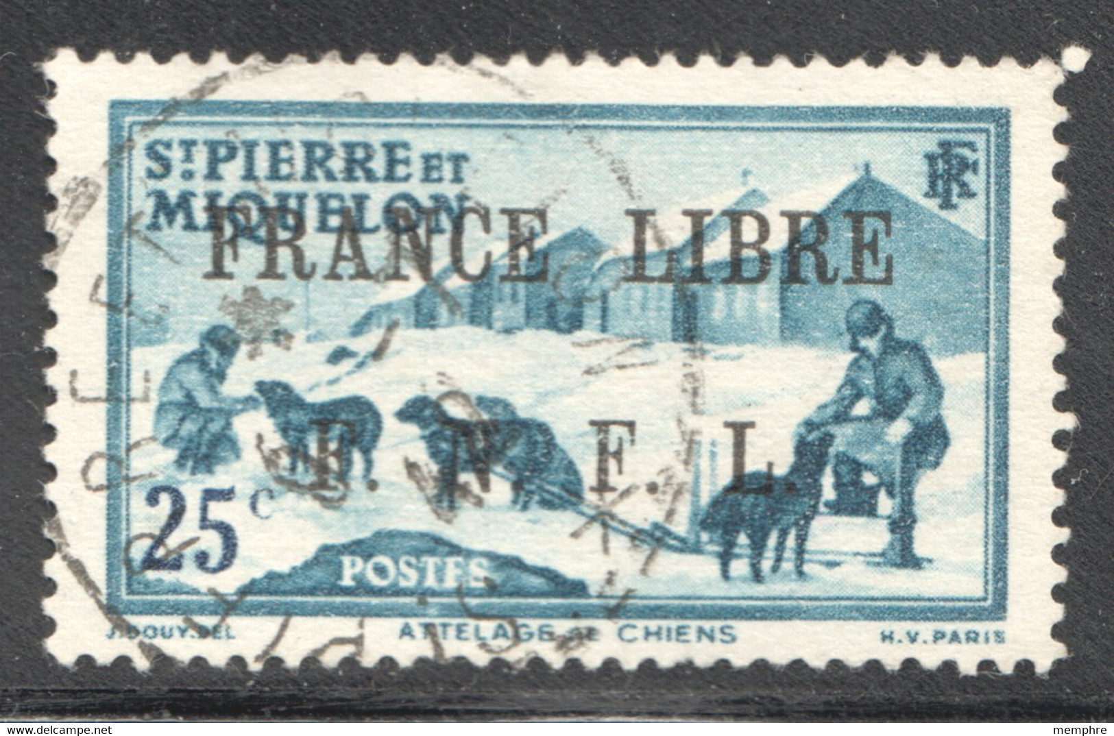 0,25fr Atelage Surchargé «FRANCE LIBRE / F.N.F.L.» No 253 - Gebraucht