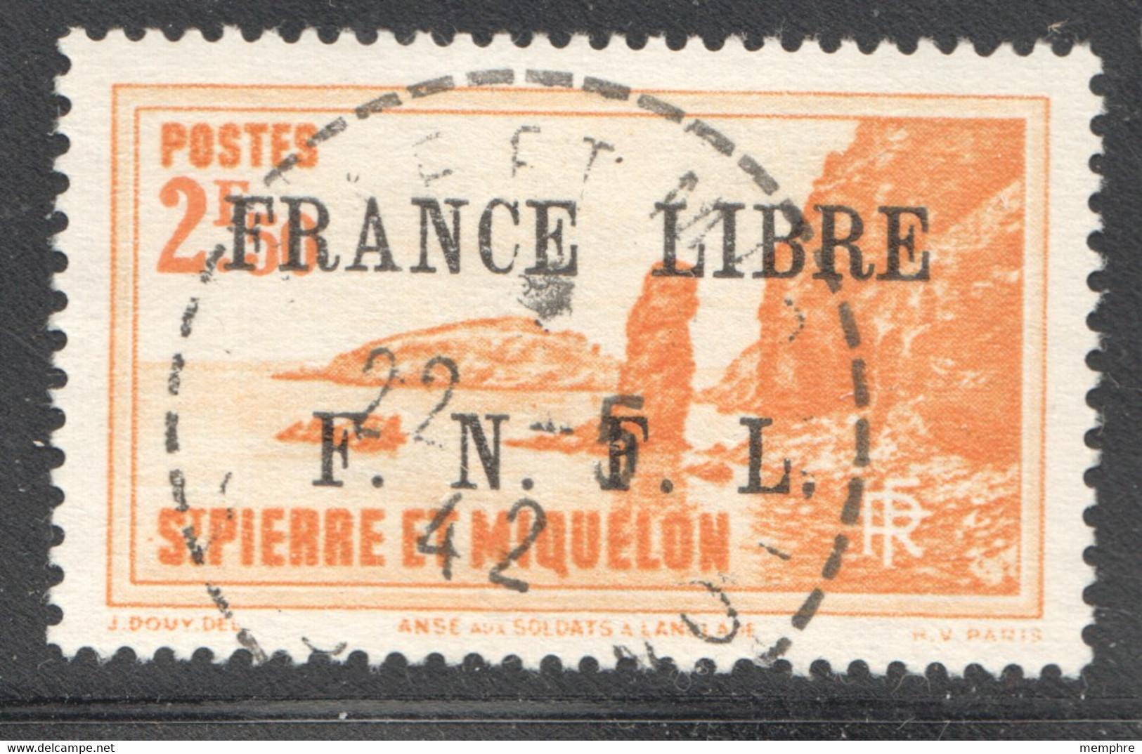 2,50 Fr  Langlade  Surchargé «FRANCE LIBRE / F.N.F.L.» No 270 - Gebruikt