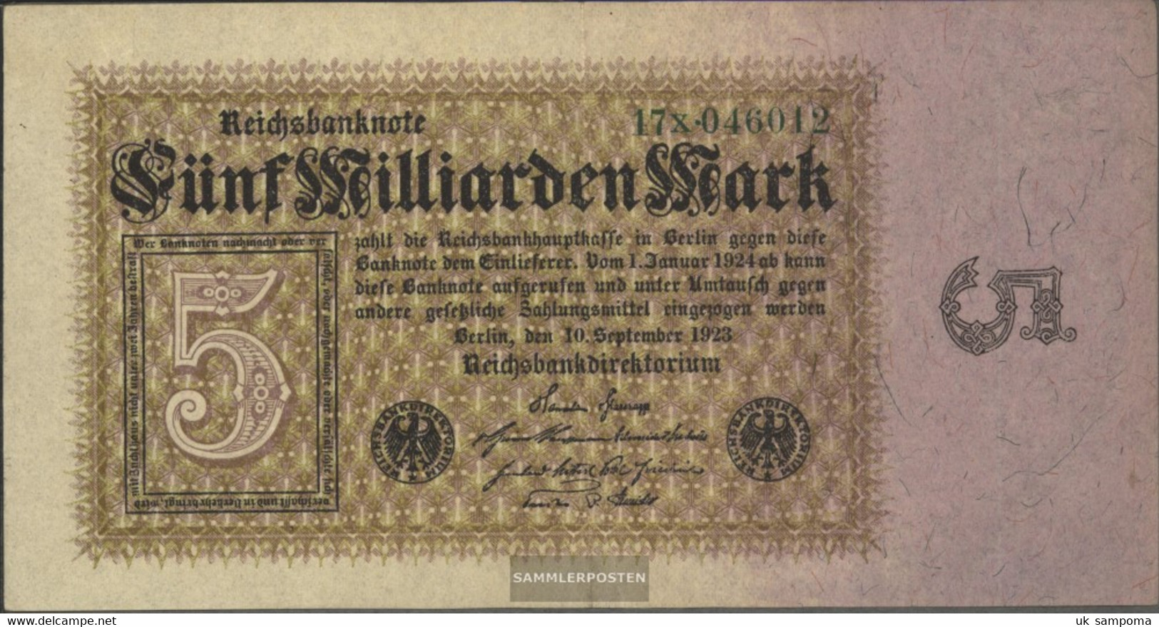 German Empire Rosenbg: 112b, Privatfirmendruck Watermark Eichenlaub Used (III) 1923 5 Billion Mark - 5 Mrd. Mark