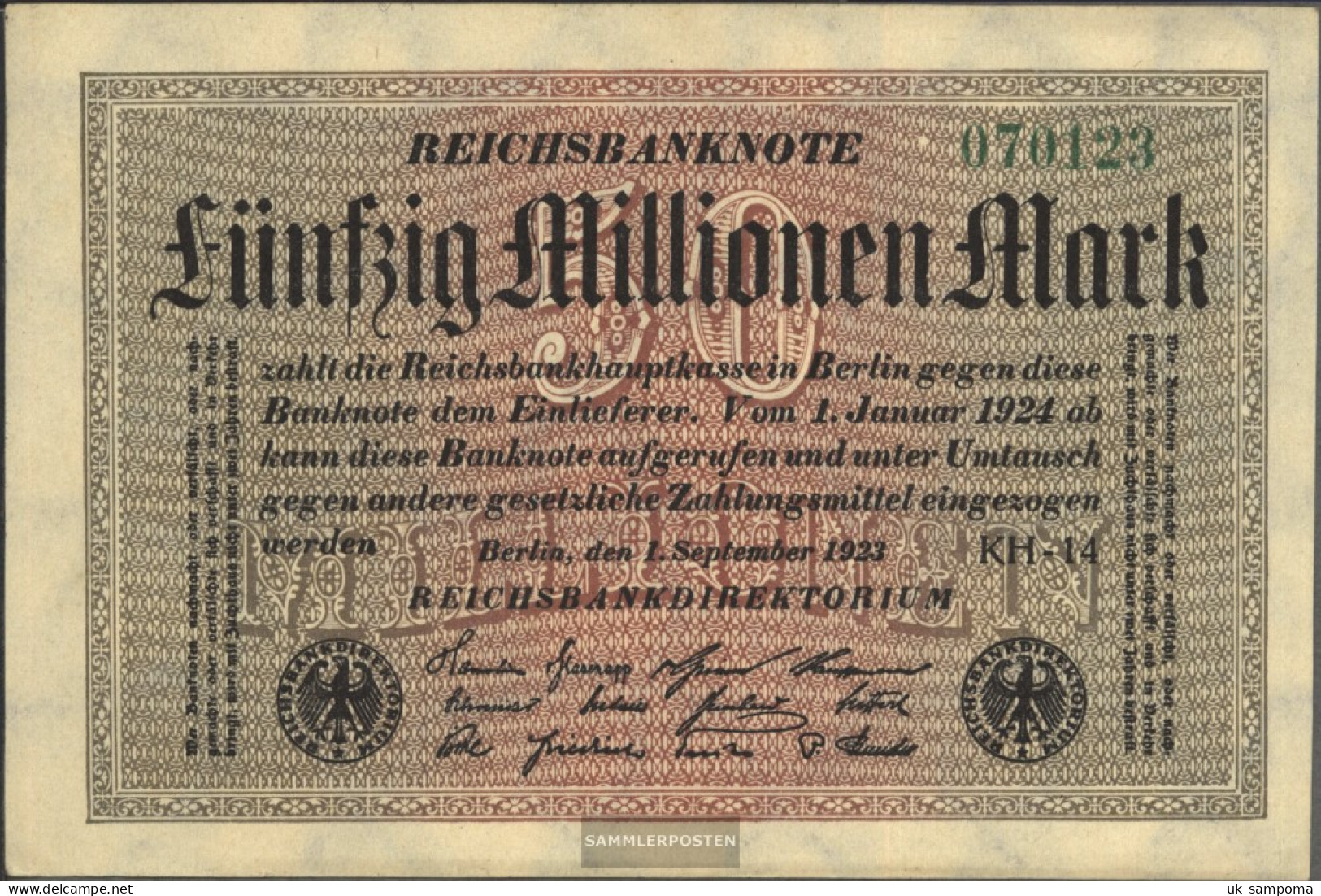 German Empire Rosenbg: 108k, Watermark Stars With S Is Used (III) 1923 50 Million Mark - 50 Miljoen Mark