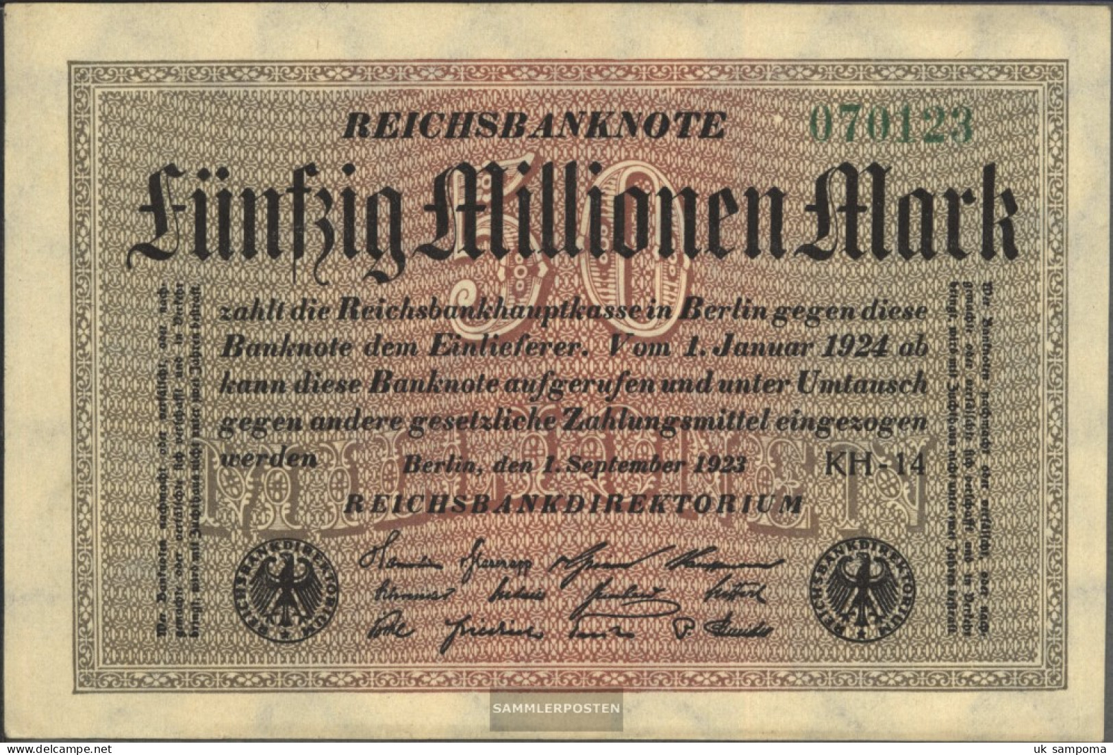 German Empire Rosenbg: 108k, Watermark Stars With S Is Used (III) 1923 50 Million Mark - 50 Millionen Mark