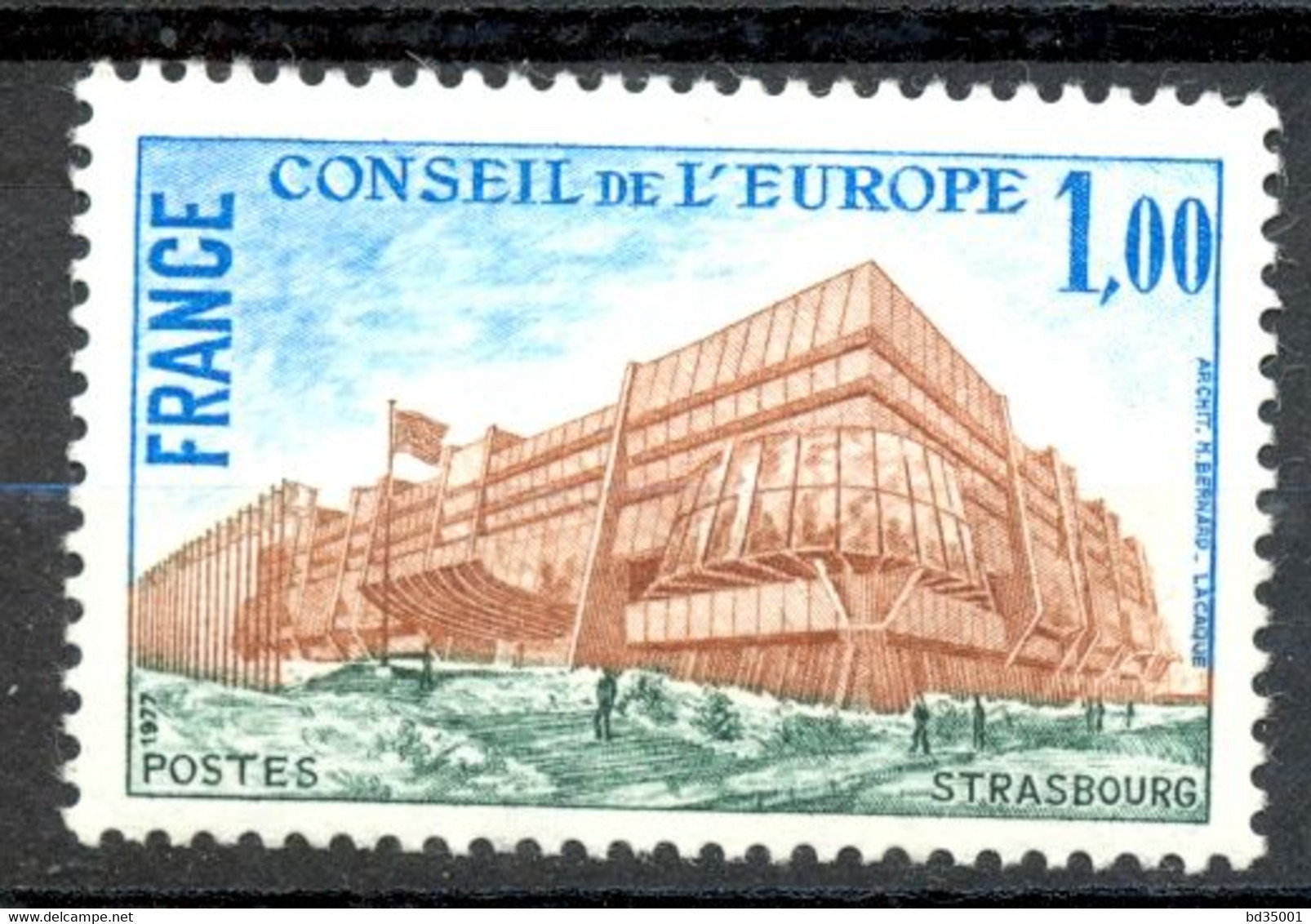 Timbre De Service Neuf - 1977 Y&T 54 Mi 21 - CONSEIL DE L'EUROPE STRASBOURG - (1) - Neufs