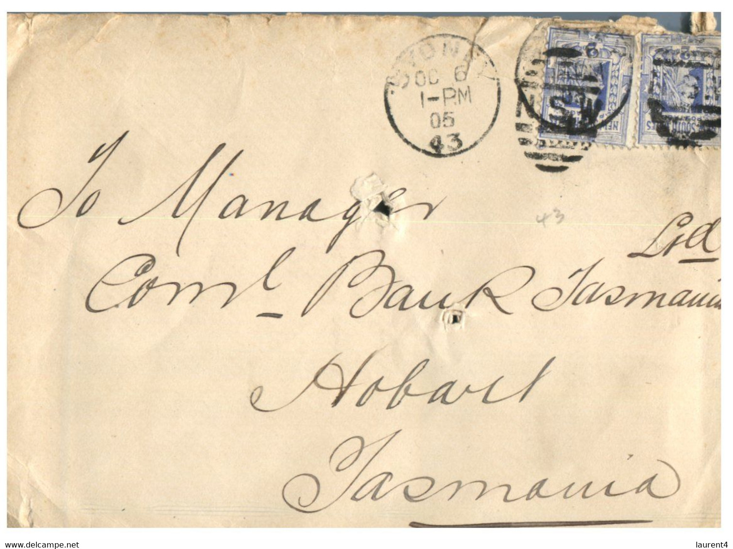 (W 21 A) Australia Very Old - 1905 - New South Wales Cover Posted To Tasmania - Other & Unclassified