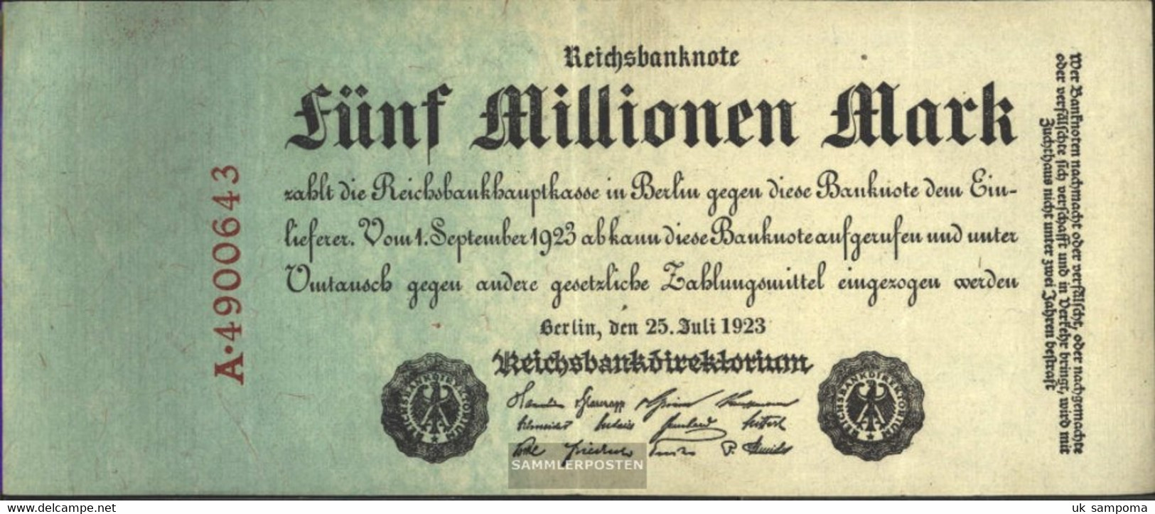 German Empire Rosenbg: 94 Used (III) 1923 5 Million Mark - 5 Mio. Mark