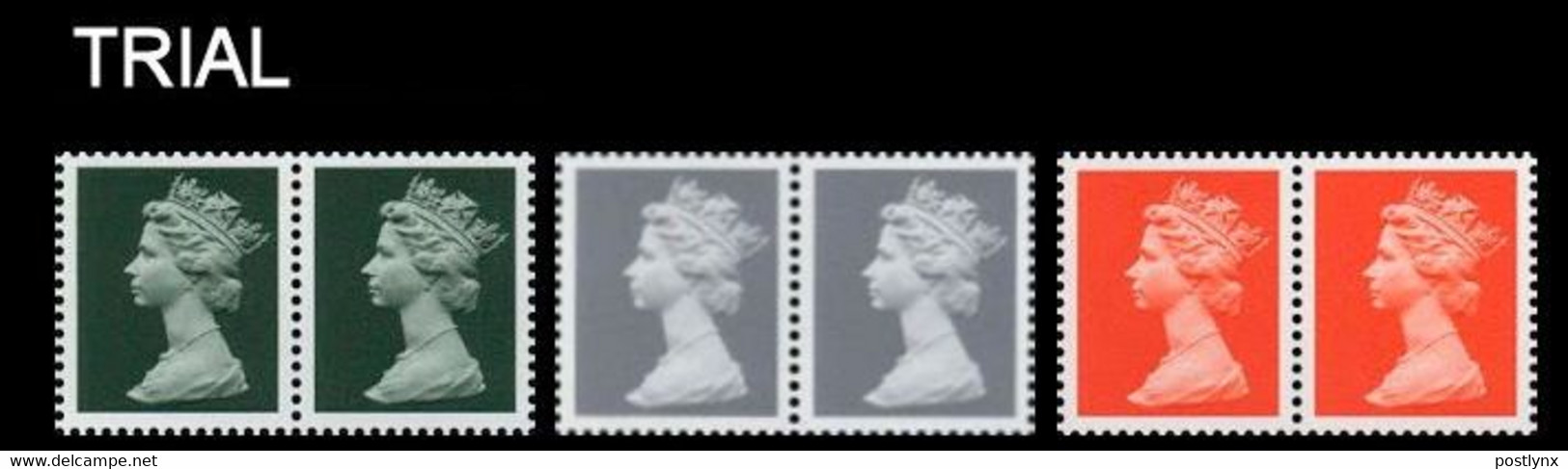 GREAT BRITAIN 1997 Machin D.green (2p) L.grey (29p) Flame (1st)TRIAL PRINT PAIRS:3 - Essais & Réimpressions