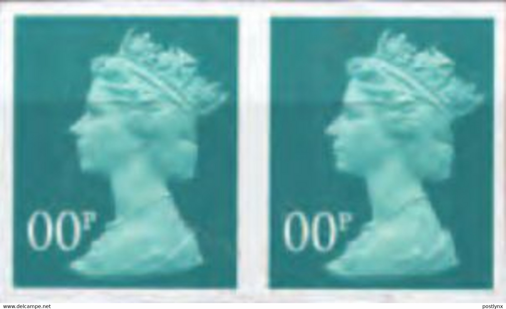 GREAT BRITAIN 2002 Machin Denomn. OO (20p) Bluish-greenish TRIAL PAIR - Probe- Und Nachdrucke