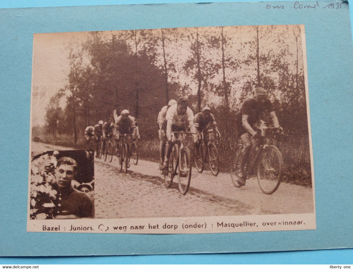 BAZEL : Juniors Op Weg Naar Het Dorp : MASQUELLIER Overwinnaar - 1936 ( Zie Foto Voor Detail ) KRANTENARTIKEL ! - Cyclisme