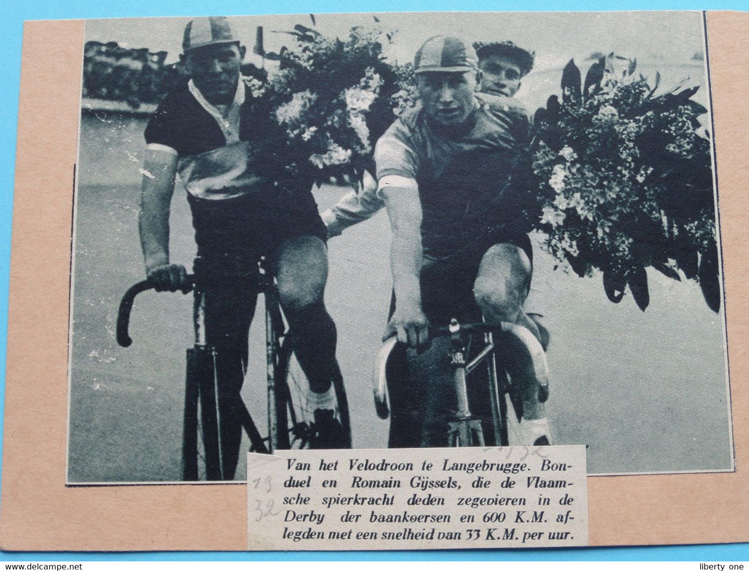 LANGEBRUGGE Velodroon / BONDUEL En Romain GIJSSELS Derby - 1932 ( Zie Foto Voor Detail ) KRANTENARTIKEL ! - Cyclisme