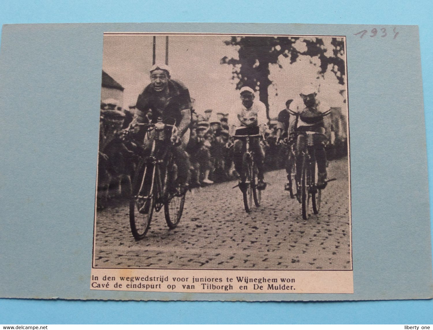 Wegwedstrijd Juniores Te WIJNEGHEM Won Cavé Op Van TILBORGH En De MULDE - 1934 ( Zie Foto Voor Detail ) KRANTENARTIKEL ! - Cyclisme