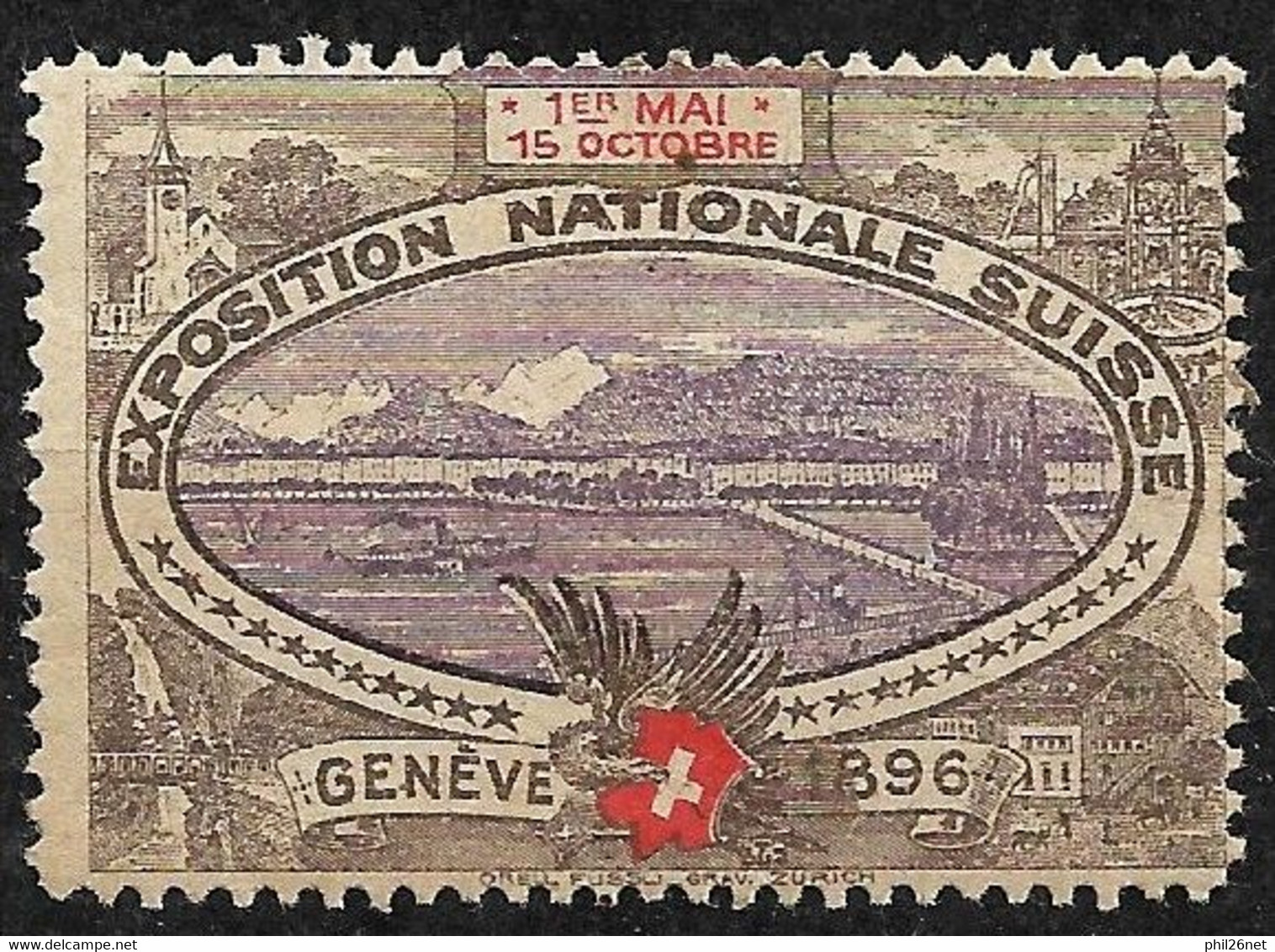 Suisse  Vignette  " Expositiion Nationale Suisse Genève Du 01/05 Au  15/10/1896  Neuf   *  B/ TB  - Plaatfouten