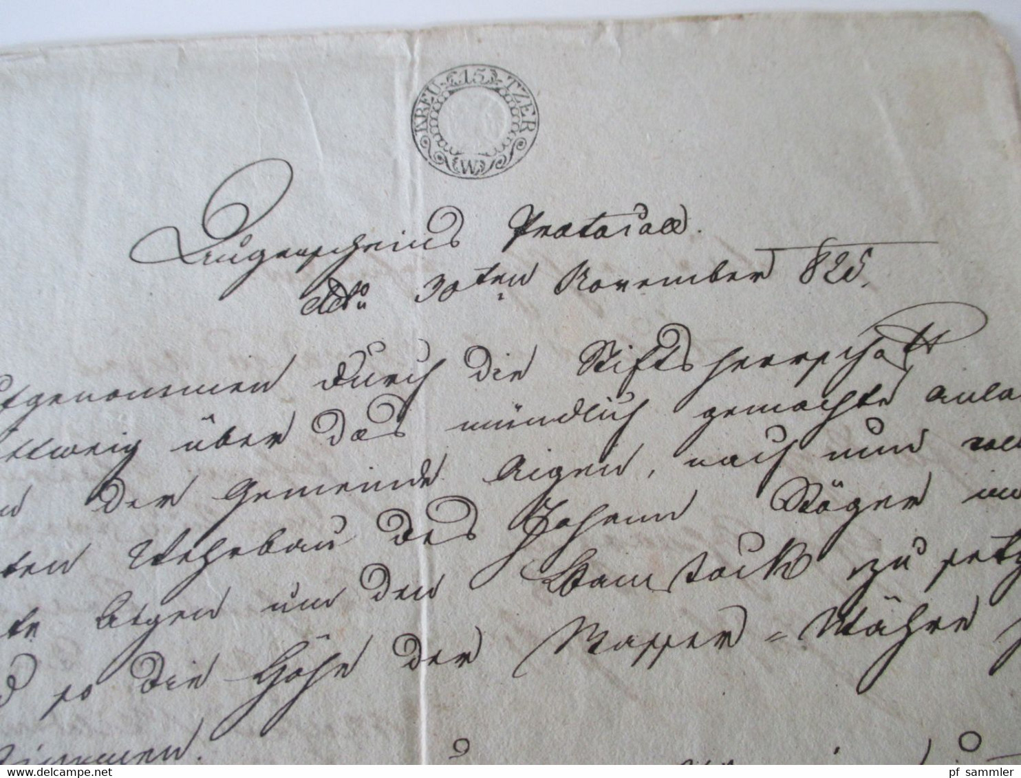 Österreich Vorphila 1827 Beleg / Dokument Mit Stempelmarke / Fiskalmarke 15 Kreuzer Und Stempel - ...-1850 Préphilatélie