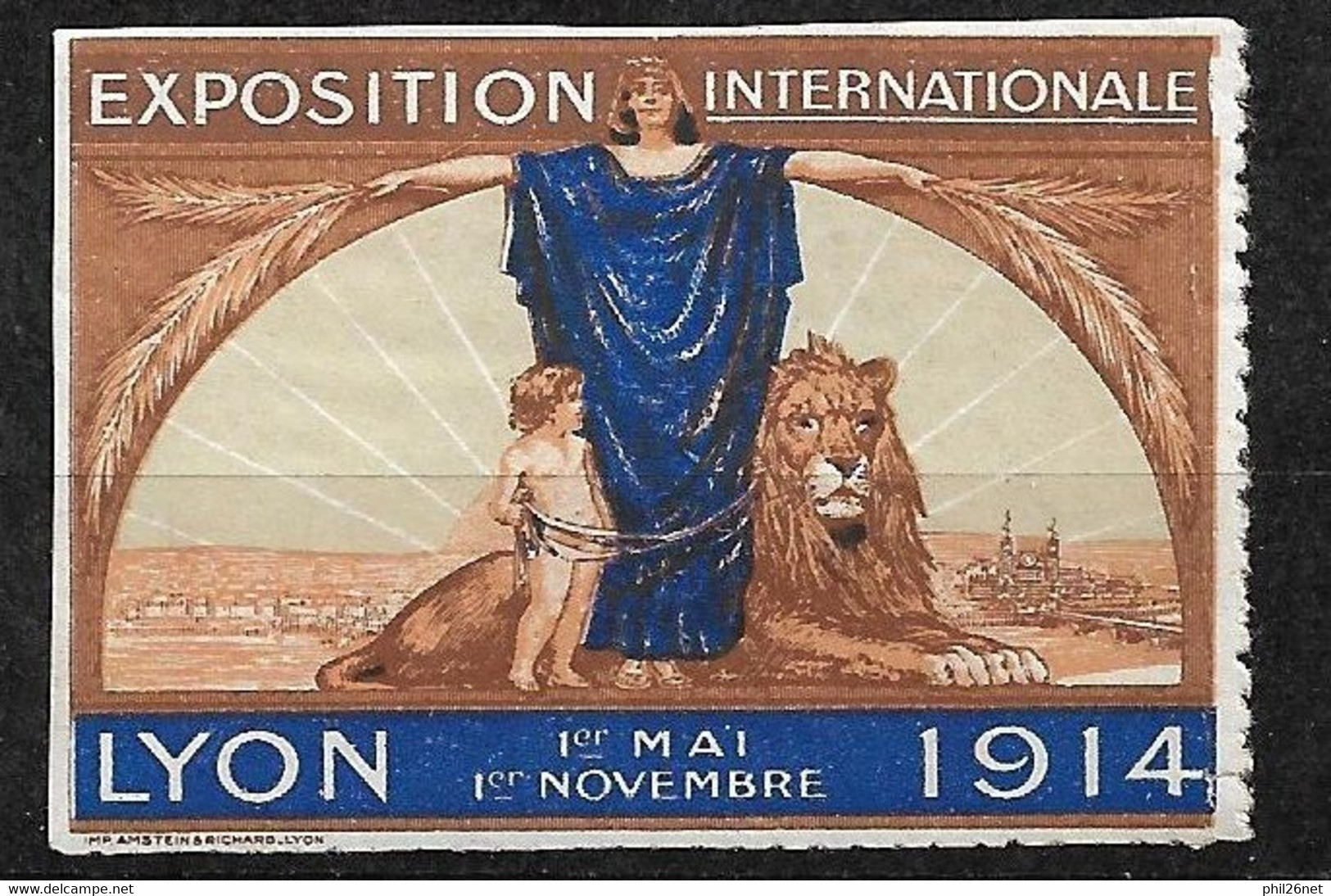 France  Vignette " Exposition Internationale De Lyon Du 1er Mai Au  1er Novembre 1914    "  Neuf   Type 2     - Tourisme (Vignettes)