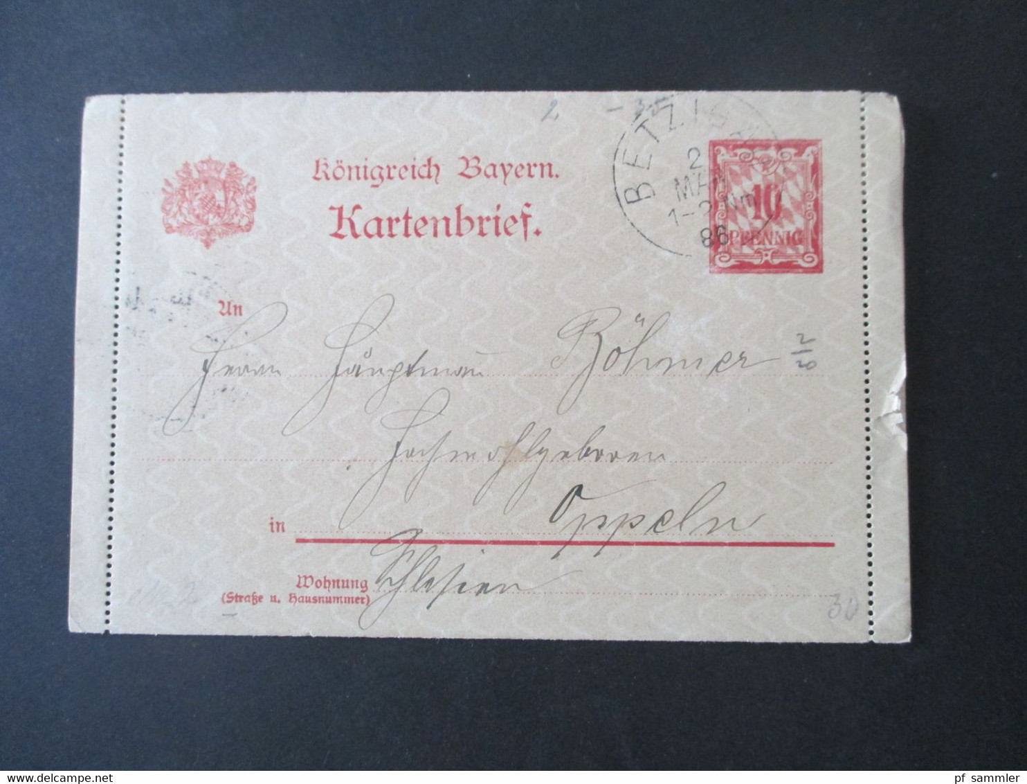 AD Bayern Ganzsachen Posten ab ca. 1875 insgesamt 30 Stück. Stöberposten! Auch Bahnpost Stp. und 1x Doppelkarte