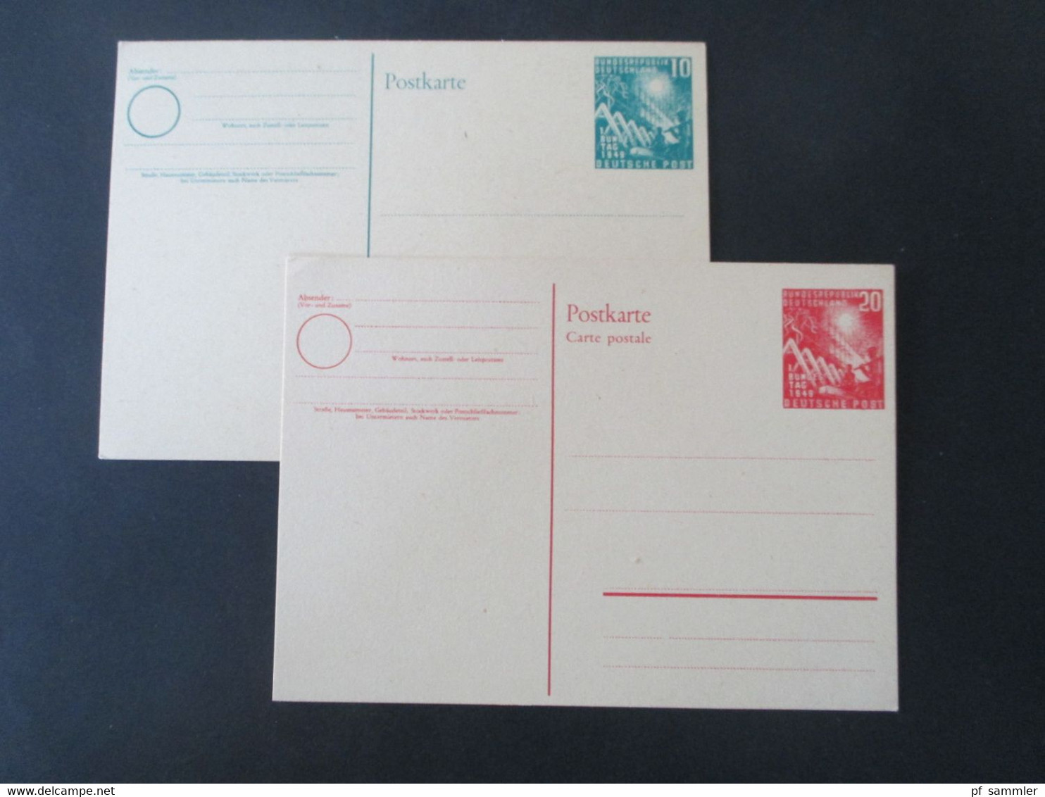 BRD 1949 Richtfest / Wiederaufbau Ganzsachen / Sonderwertstempel PSo1 Und PSo2 Ungebraucht - Postkarten - Ungebraucht