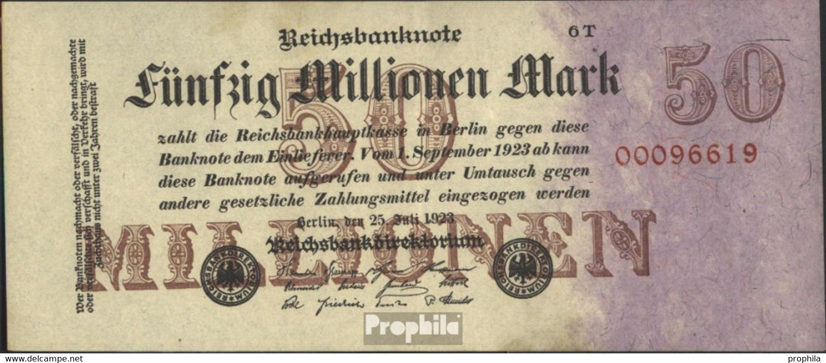 Deutsches Reich Pick-Nr: 97c, Privatfirmendruck 8stellige KN Gebraucht (III) 1923 50 Mio. Mark - 50 Millionen Mark