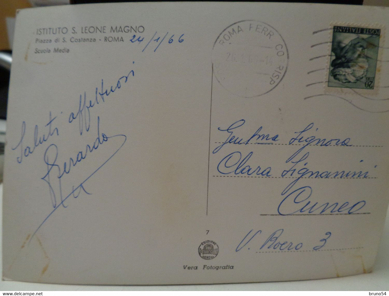 Cartolina Istituto S.Leone Magno Roma Piazza S.Costanza 1966 - Educazione, Scuole E Università