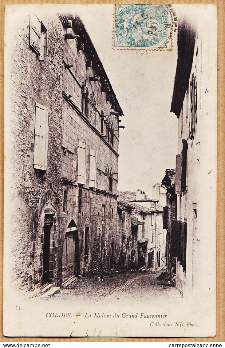 B81071 CORDES Hotel De Ville Maison Du GRAND-FAUCONNIER 1900 à André BARTHES 15 Rue Du Temple Castres-NEURDEIN 51 - Cordes