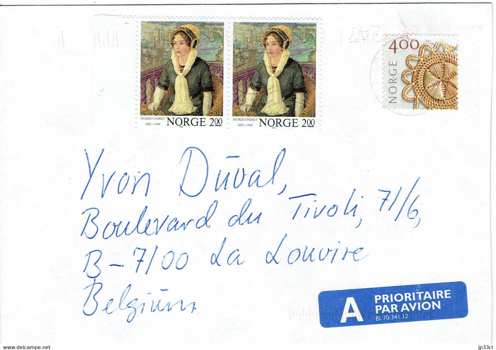 Erreur D'impression Printing Error On Stamp YT 1368 (cover From Verdal To Belgium) - Abarten Und Kuriositäten