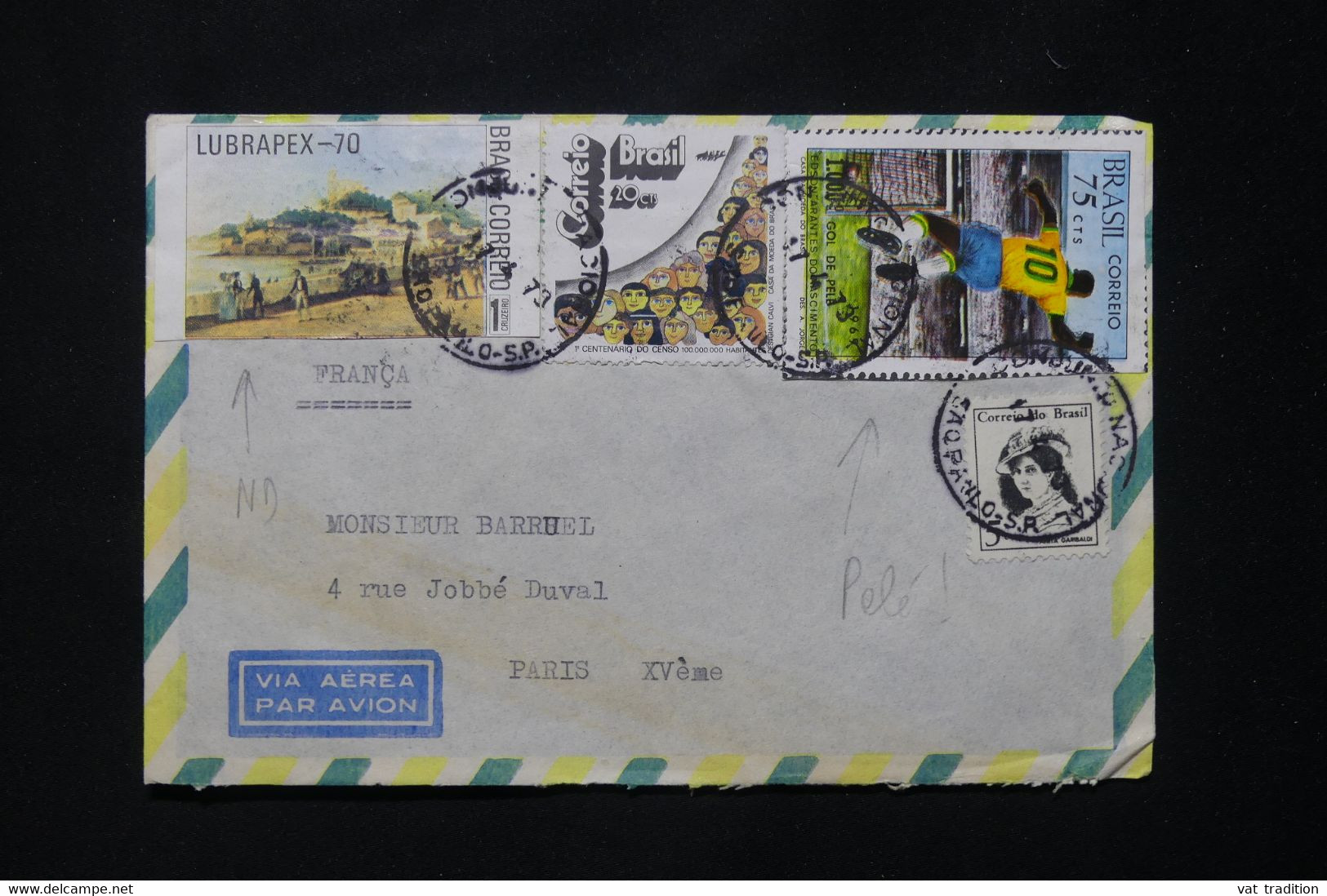 BRÉSIL - Enveloppe De Sao Paulo Pour Paris En 1973, Affranchissement Varié - L 78046 - Briefe U. Dokumente