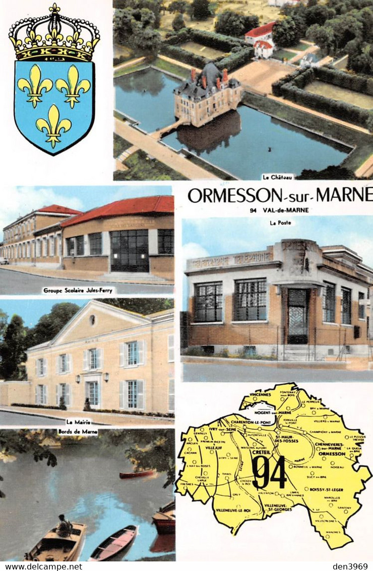 ORMESSON-sur-MARNE - Groupe Scolaire Jules Ferry - Mairie - Poste - Château - Bords De Marne - Blason Robert Louis - Ormesson Sur Marne