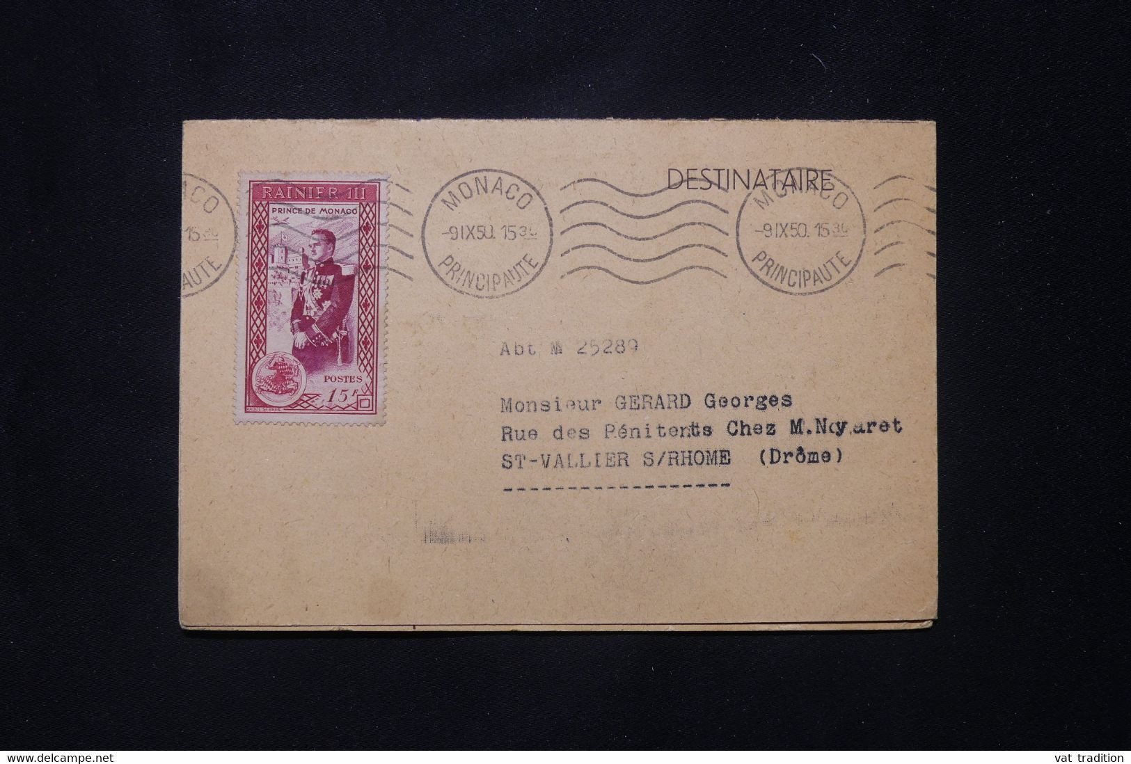 MONACO - Carte De L 'Office Des Timbres De Monaco Pour La France En 1950 - L 78079 - Covers & Documents