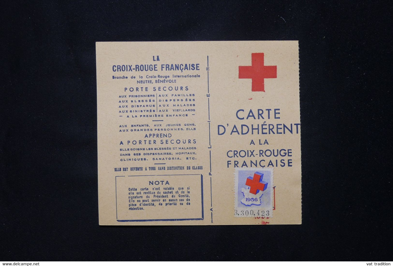 FRANCE - Carte D'Abonnement De La Croix Rouge De Montpellier En 1956, Vignettes Recto Et Verso  - L 78090 - Red Cross