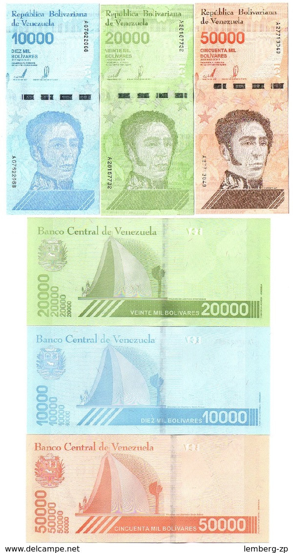 Venezuela - Set 3 Banknotes 10000 20000 50000 Bolivares 2019 UNC Lemberg-Zp - Venezuela