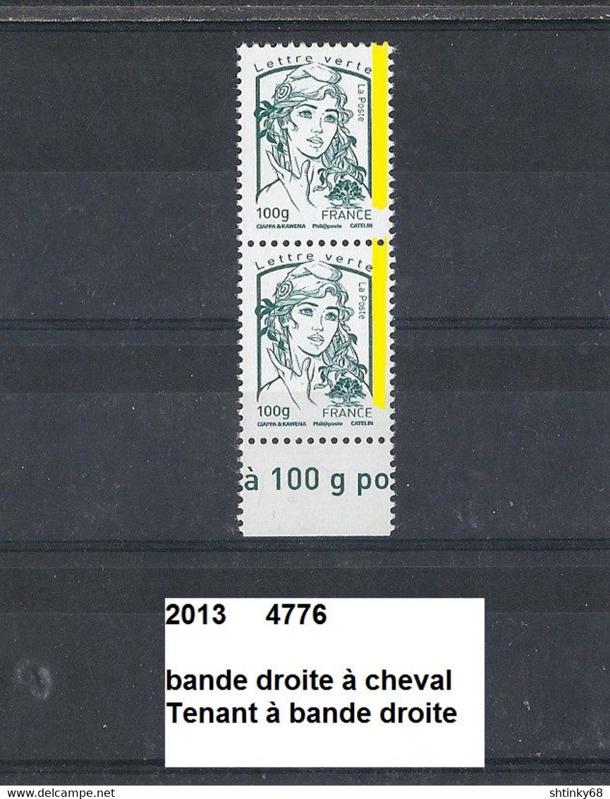Variété Paire De 2013 Neuf** Y&T N° 4776 Bande Droite à Cheval Tenant à Déplacé - Unused Stamps