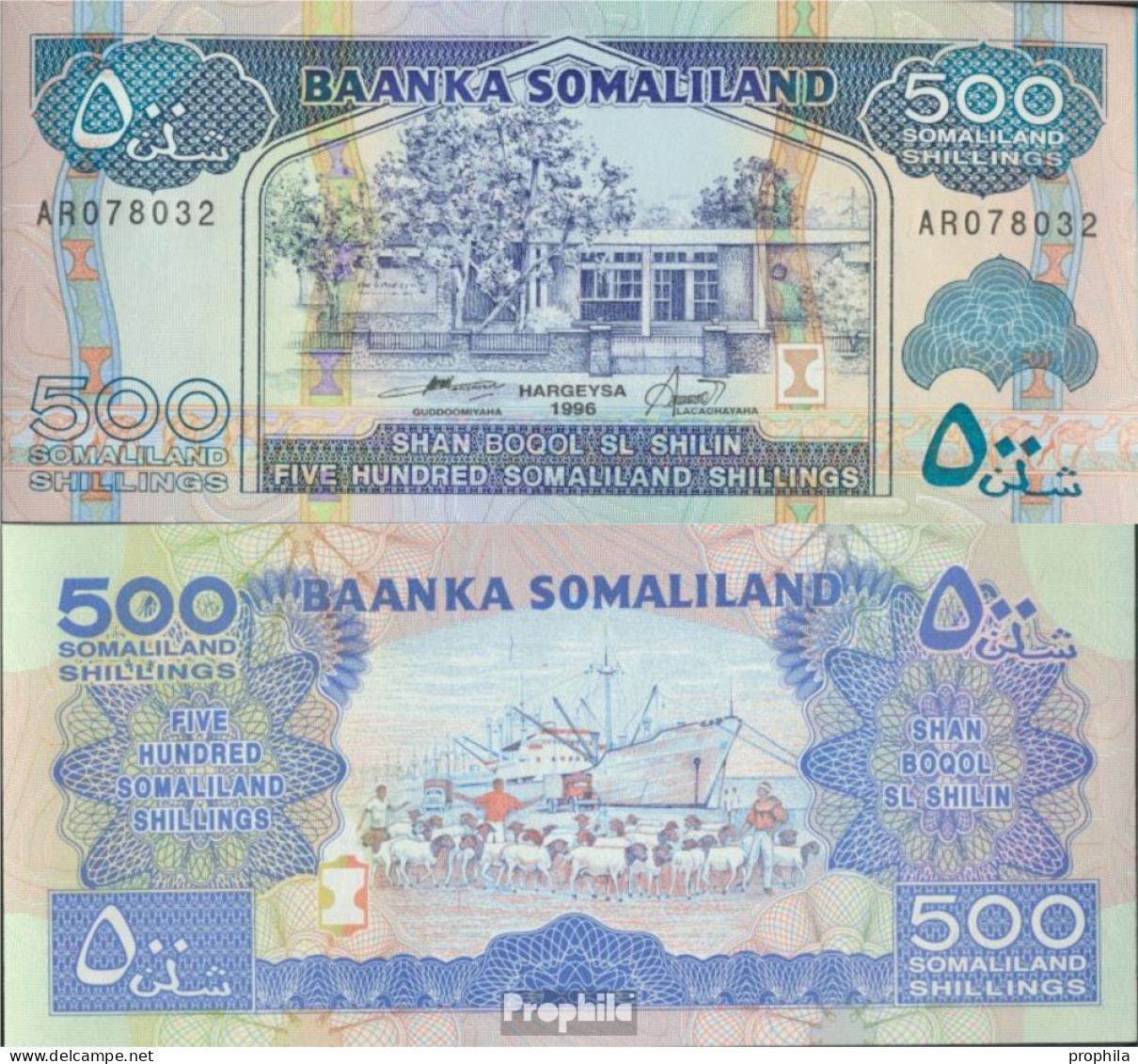 Somaliland Pick-Nr: 6b Bankfrisch 1996 500 Shillings - Somalia