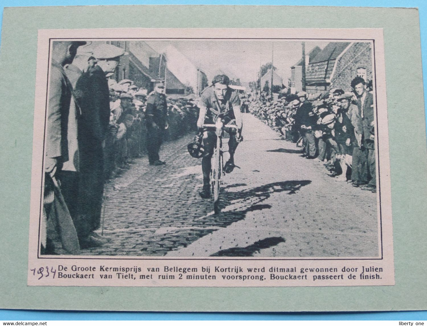 De Groote Kermisprijs Van BELLEGEM Bij Kortrijk ( Julien BOUCKAERT Van ) 1934 ( Zie Foto Voor Detail ) KRANTENARTIKEL ! - Cyclisme