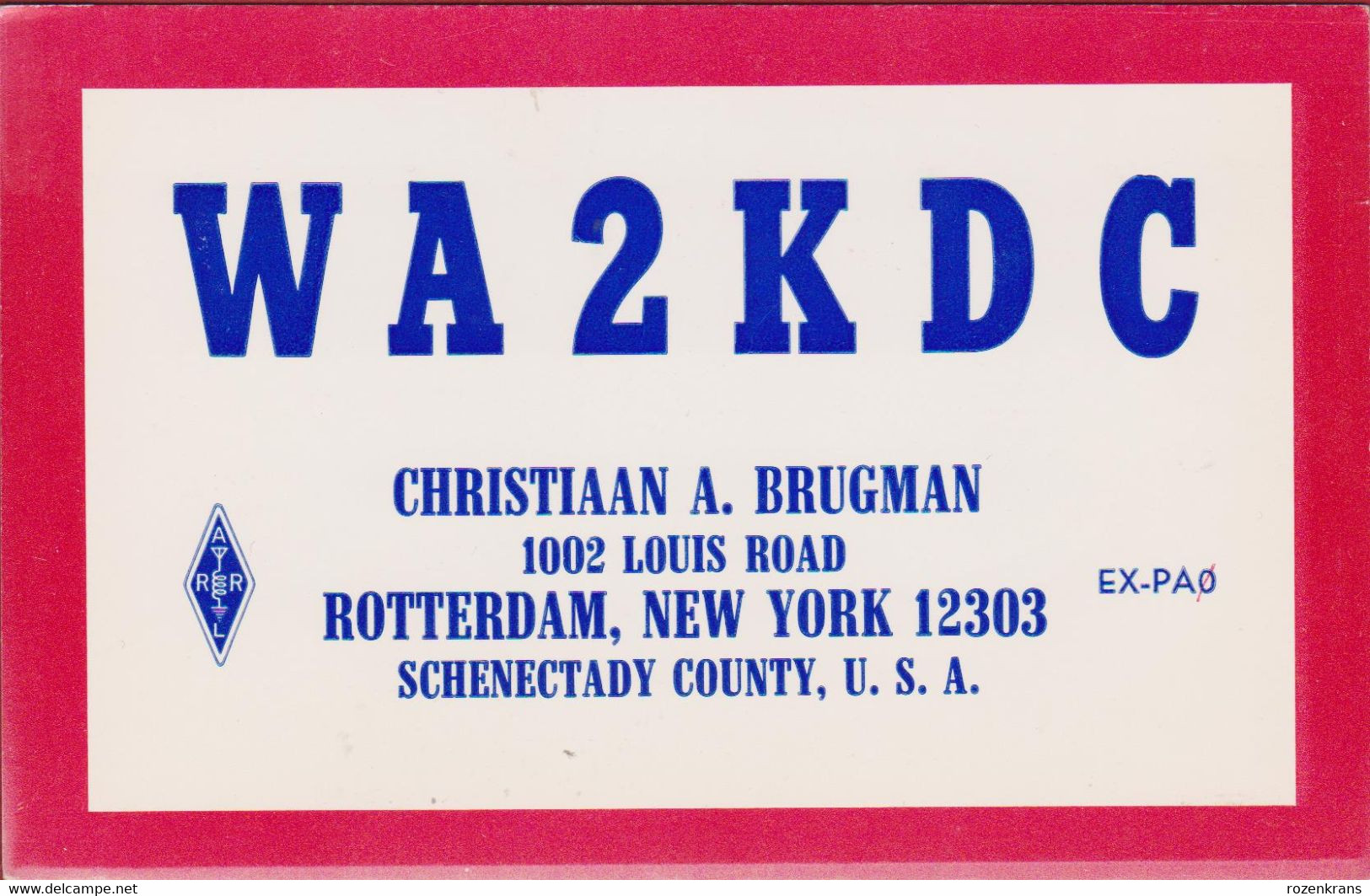 QSL Card Amateur Radio Funkkarte 1978 Christiaan Brugman Rotterdam New York Schenectady County USA - Amateurfunk