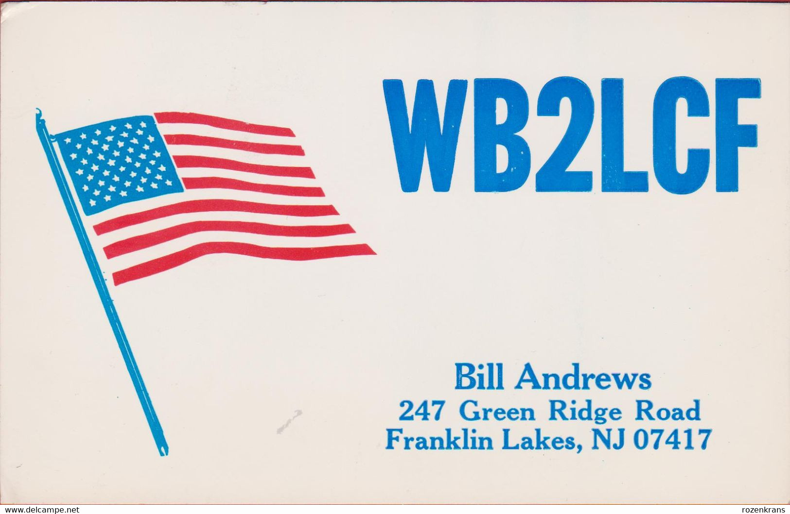 QSL Card Amateur Radio Funkkarte 1978 Bill Andrews Franklin Lakes Bergen County New Jersey Missouri American Flag USA - Amateurfunk
