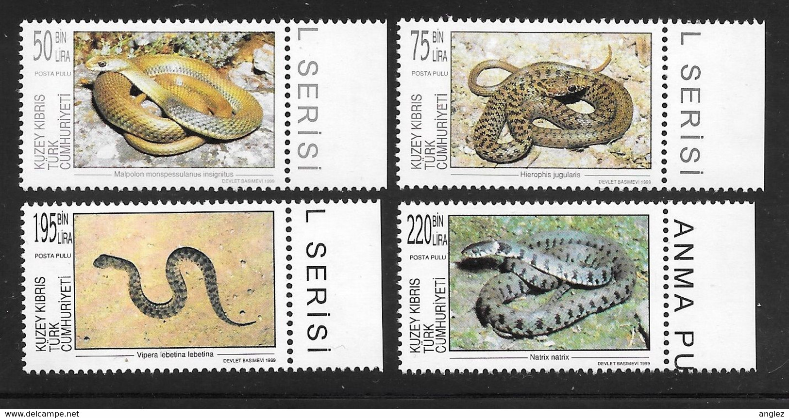 Cyprus (Turkish Posts) 1999 Snakes 4v MNH - Nuovi