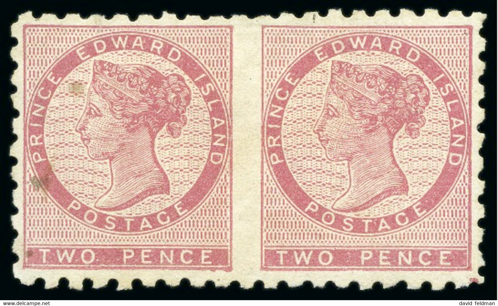 1861 2d Rose IMPERF. BETWEEN Horiz. Pair, Unused - Ungebraucht