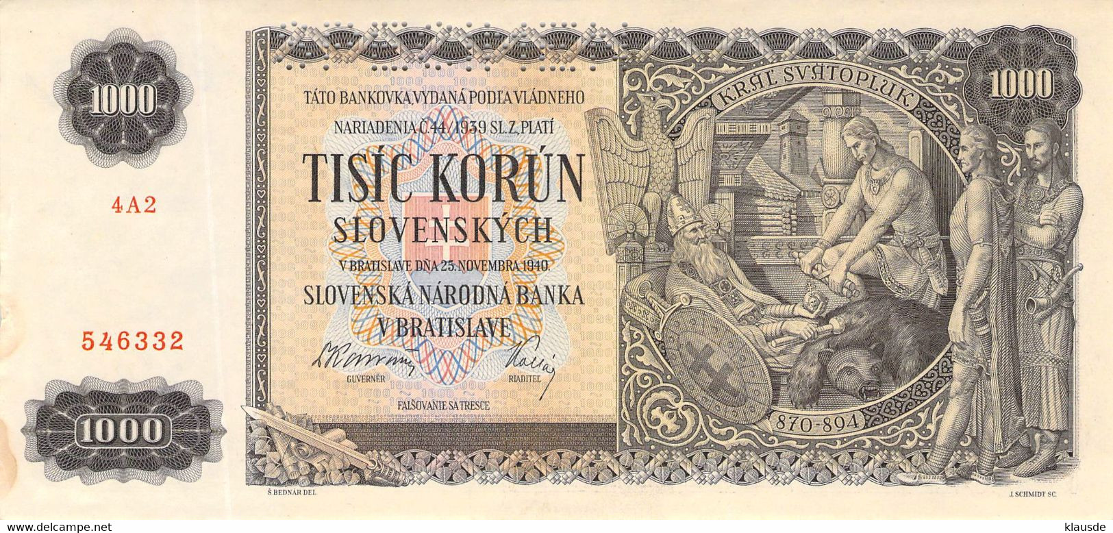 Slowakei 1000 Korun Geldschein, 1940 UNC Spezimen - Slowakei