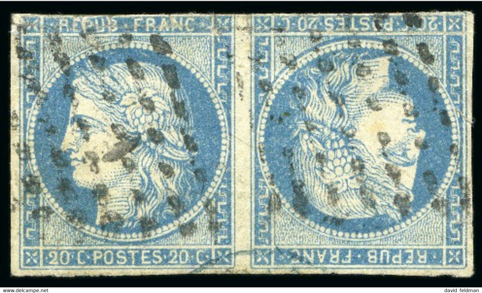 1871, Cérès 20c Bleu En Paire TETE-BECHE - Ceres