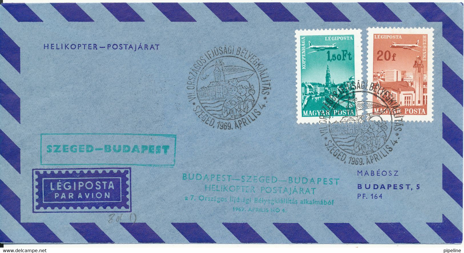 Hungary Air Mail Cover Helicopter Postflight Szeged - Budapest 4-4-1969 - Lettres & Documents