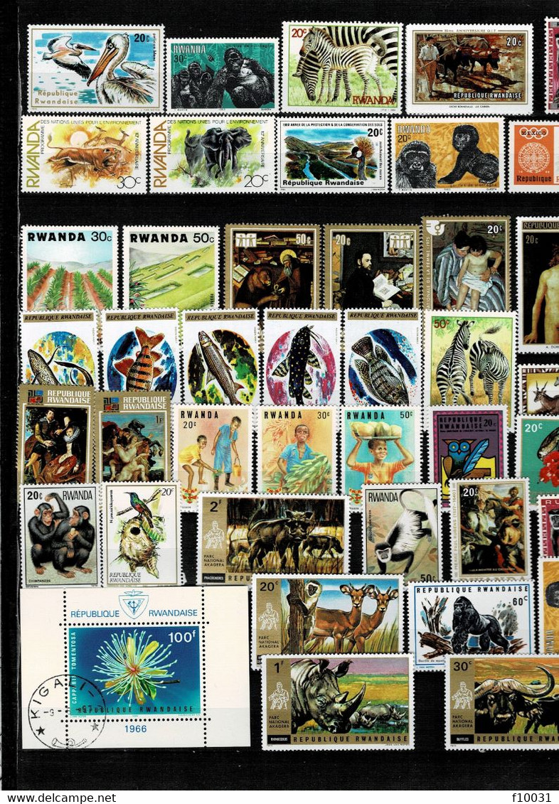 Philatélie Timbres RWANDA ** & ° Total 73 Timbres - Collections