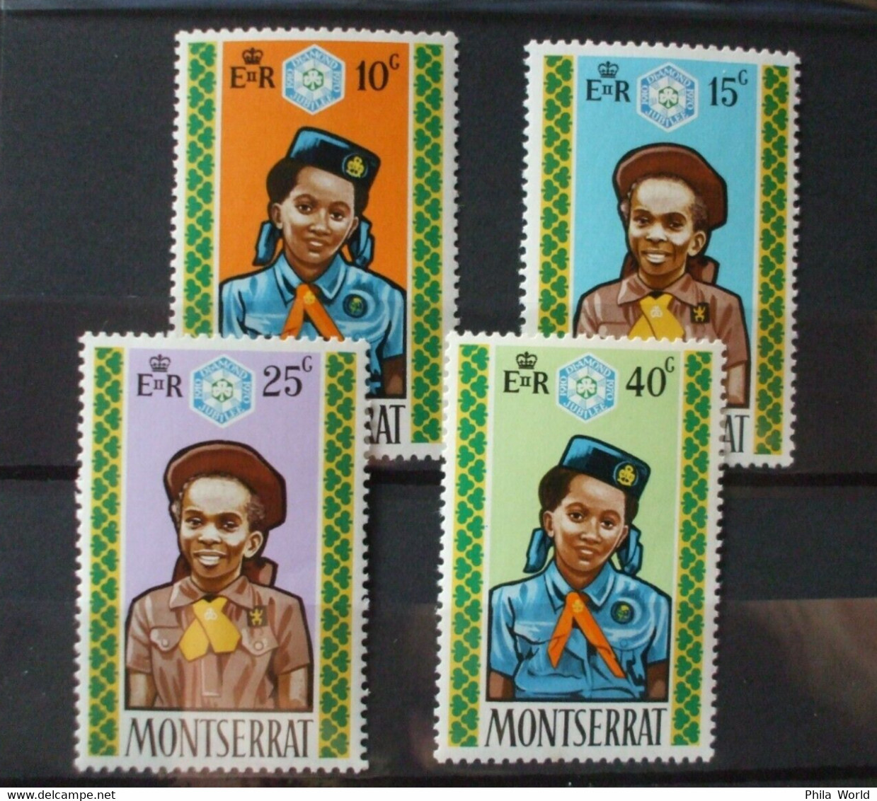 RARE Voire UNIQUE - Thème SCOUTISME Guides Cheftaine - PLAQUES ZINC Imprimerie Pour Catalogue Timbres MONTSERRAT 1970 - Otros & Sin Clasificación