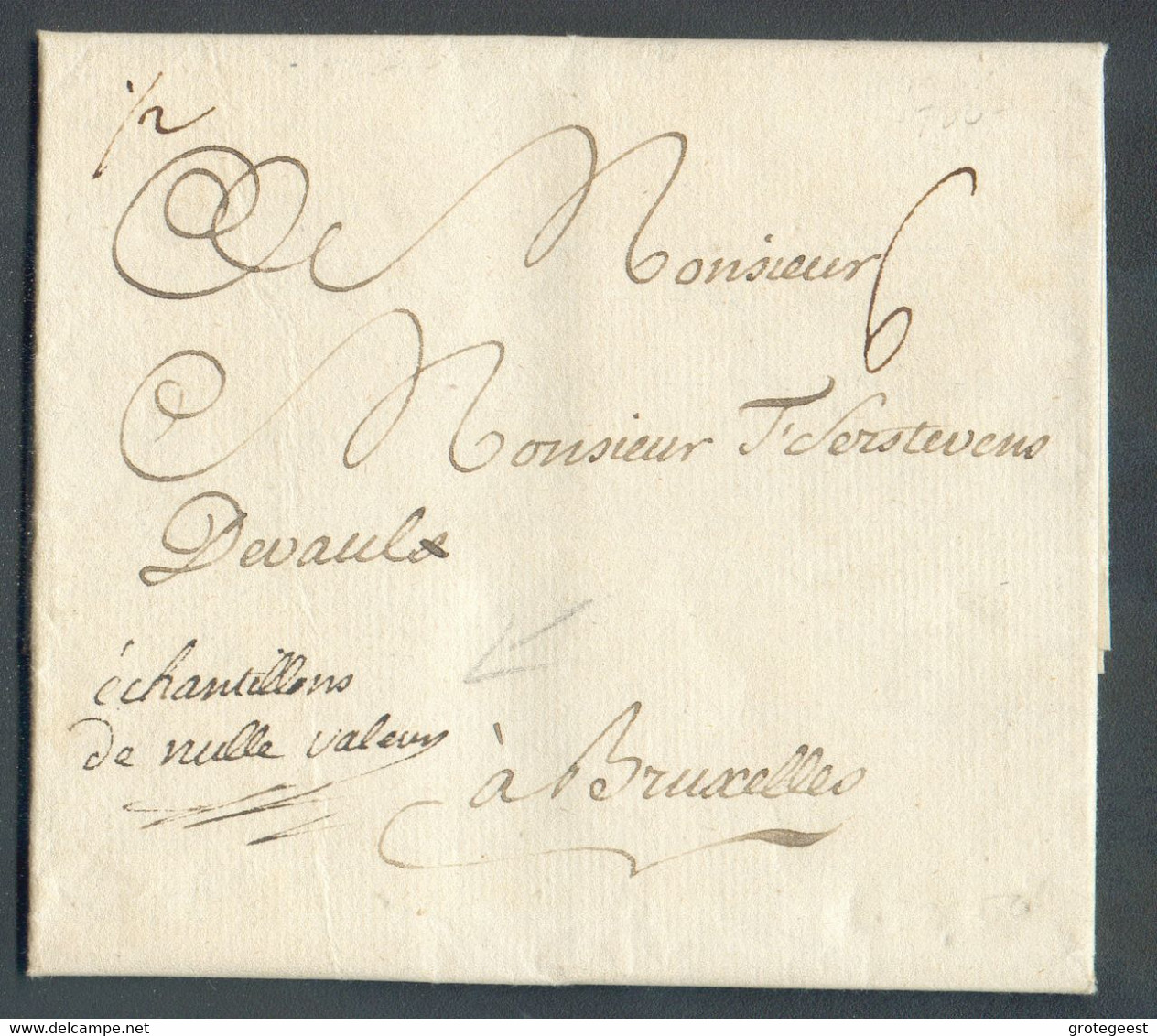 LAC De DOLHAIN Le 11 Mars 1780 + Manuscrit '½' Et 'échantillons De Nulle Valeur' Vers Bruxelles Port '6'. - 16441 - 1714-1794 (Pays-Bas Autrichiens)