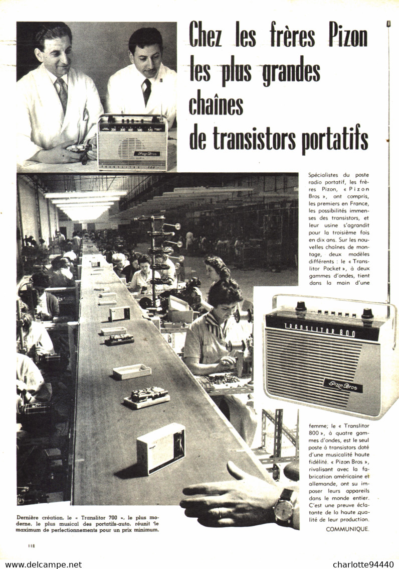 PUB-REPORTAGE  TRANSISTOR    " PIZON-BROS "   1960 ( 1 ) - Other & Unclassified