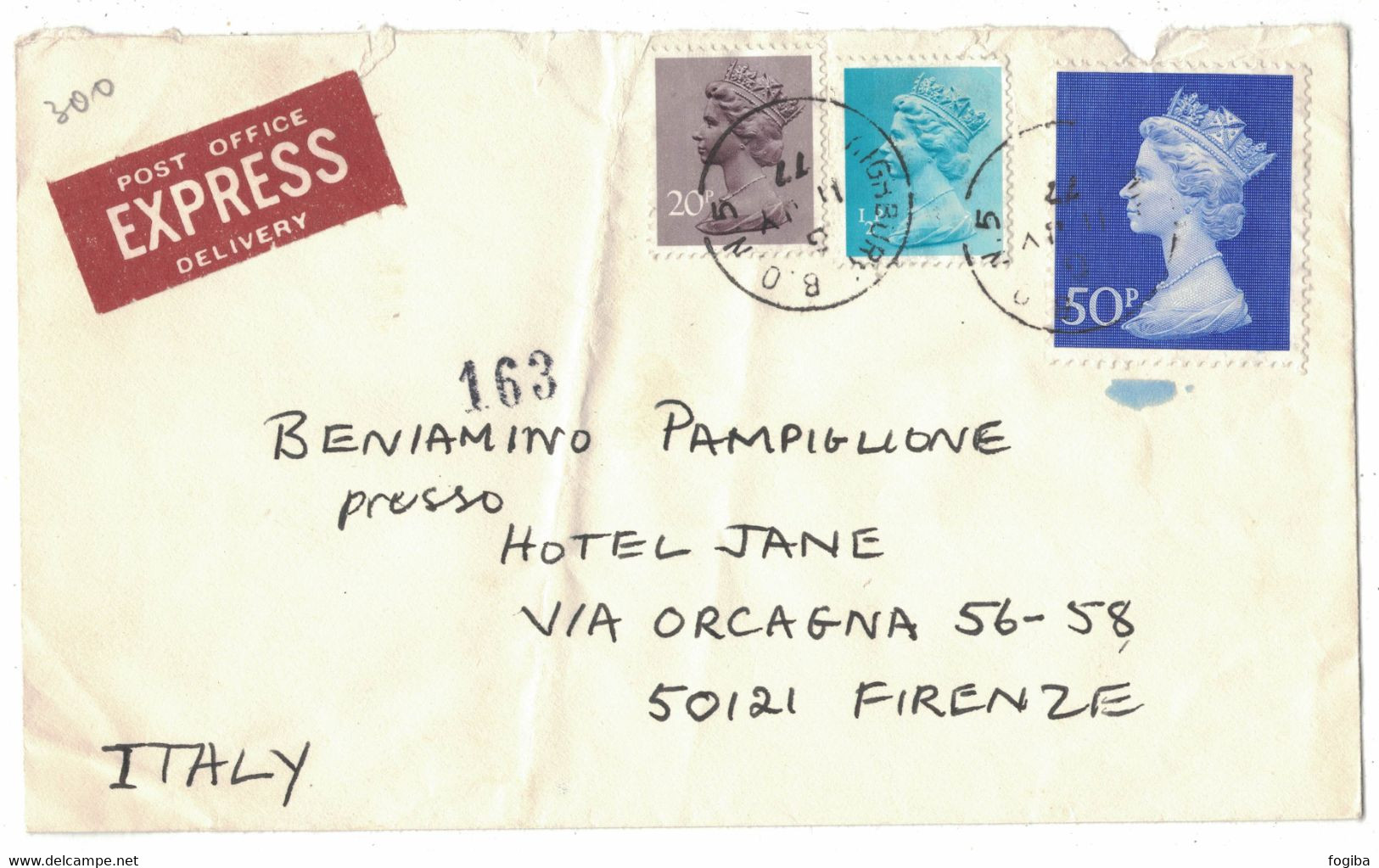 IW69   Great Britain 1977 - 70.5p Rated Express Cover From London  To Firenze Italy - Briefe U. Dokumente